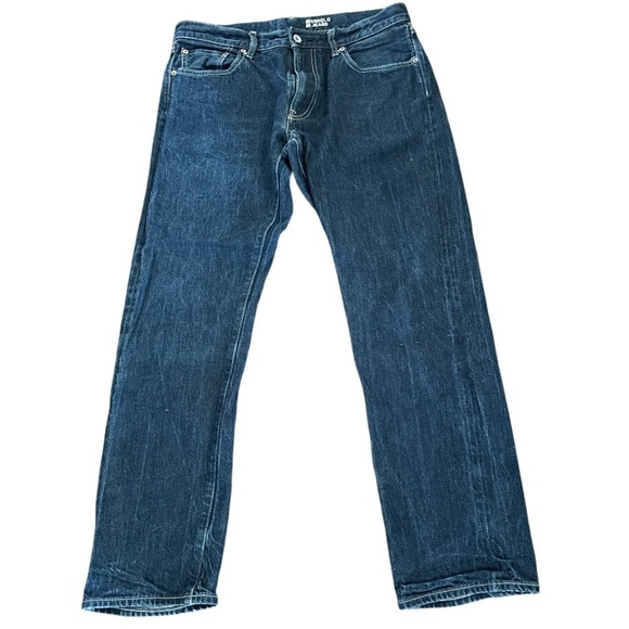 Uniqlo Regular Fit Denim Jean Pants, Dark Blue, Size 34 - Picture 6 of 13